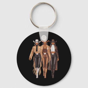 Black Cowgirl Western T-shirt Rodeo Country Vrouwe Sleutelhanger