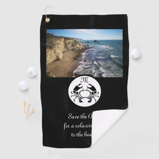 Black Crab Stencil Monogram Foto Golfhanddoek (Insitu)