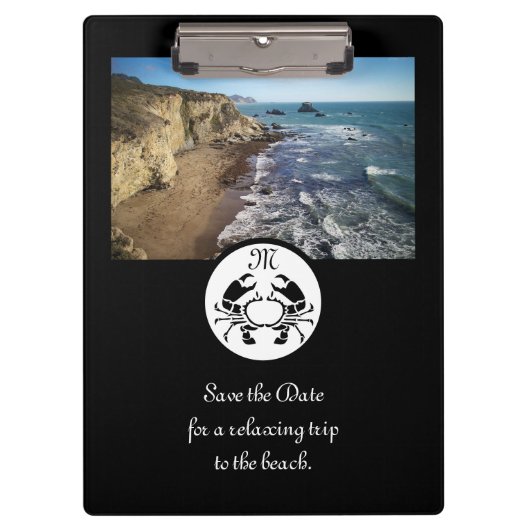 Black Crab Stencil Monogram Foto Klembord (Voorkant)