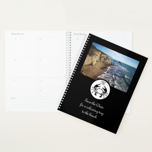 Black Crab Stencil Monogram Foto Planner (Display)