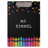 Black Crayons & Stars Curriculum Leraar Klembord (Voorkant)