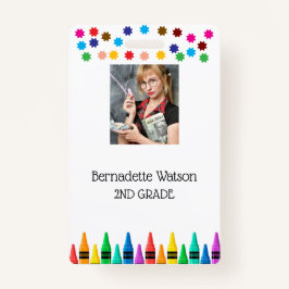 Black Crayons & Stars Kleurrijke School Leraar Badge