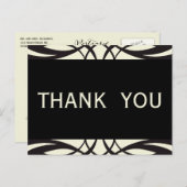 Black Cream Art Deco Bedankt Briefkaart (Voorkant / Achterkant)