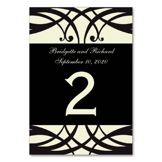 Black Cream Art Deco Weddenschappen Kaart (Voorkant)