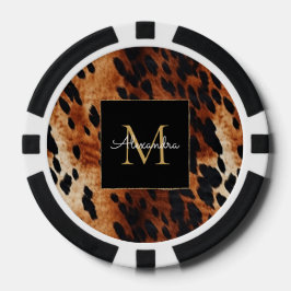 Black Cream Brown Cowhide Gold Monogram Poker Chips