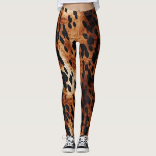 Black Cream Brown Koeienhuid Gold Leggings