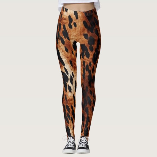 Black Cream Brown Koeienhuid Gold Leggings (Voorkant)