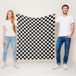 Black Cream Checkered Pattern Fleece Deken