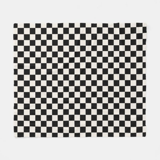 Black Cream Checkered Pattern Fleece Deken (Voorkant (Horizontaal))