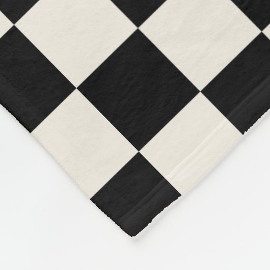Black Cream Checkered Pattern Fleece Deken (Hoek)