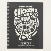 Black Cream Chicken Art Gepersonaliseerde Homestea Planner (Voorkant)