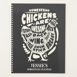 Black Cream Chicken Art Gepersonaliseerde Homestea Planner