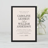 Black Cream Classic Elegant Wedding Kaart (Staand voorkant)