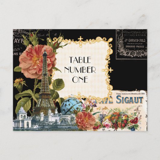 Black Cream Eiffeltoren Roos Tafelnummer (Voorkant)