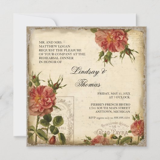 Black Cream  Eiffeltowerrepeater Dinner Kaart (Voorkant)