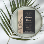 Black Cream Elegant Huwelijksuitnodiging Kaart