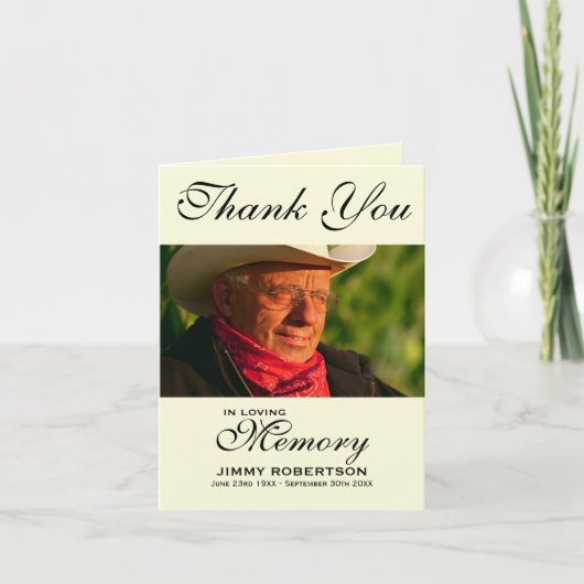 Black & Cream Foto Sympathie Dank u Bedankkaart (Voorkant)