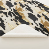 Black Cream Gold Zuidwest Koeienhuid Sherpa Deken (3/4)