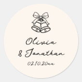 Black Cream Hand Getrokken Eigenzinnige Huwelijk Ronde Sticker (Voorkant)