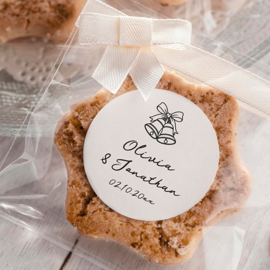 Black Cream Hand Getrokken Eigenzinnige Huwelijk Ronde Sticker