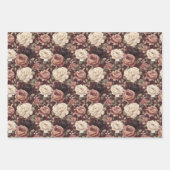 Black Cream Hearts Flowers Bows Birthday Inpakpapier Vel (Voorkant)