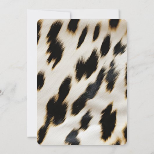 Black Cream Koe Dierenprint Trouwen Kaart (Achterkant)