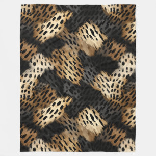 Black Cream Leopard Animal abstract Fleece Deken