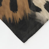 Black Cream Leopard Animal abstract Fleece Deken (Hoek)