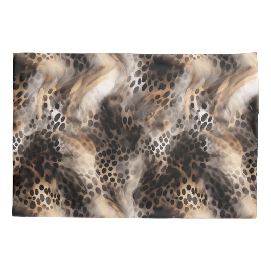 Black Cream Leopard Animal abstract Kussensloop (Achterkant-Links)