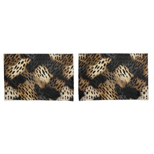 Black Cream Leopard Animal abstract Kussensloop (Voorkant-Set)