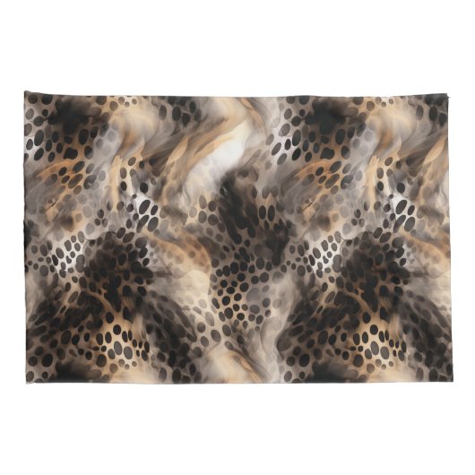 Black Cream Leopard Animal abstract Kussensloop (Achterkant-Rechts)