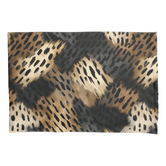 Black Cream Leopard Animal abstract Kussensloop (Voorkant-Links)