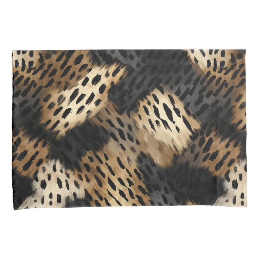 Black Cream Leopard Animal abstract Kussensloop (Voorkant-Rechts)