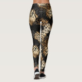 Black Cream Leopard Animal abstract Leggings (Achterkant)