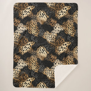 Black Cream Leopard Animal abstract Sherpa Deken
