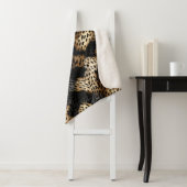 Black Cream Leopard Animal abstract Sherpa Deken (In situ)