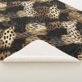 Black Cream Leopard Animal abstract Sherpa Deken (3/4)