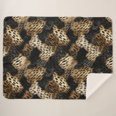 Black Cream Leopard Animal abstract Sherpa Deken (Voorkant (horizontaal))
