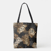 Black Cream Leopard Animal abstract Tote Bag (Achterkant)
