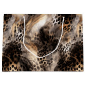 Black Cream Leopard Animal Birthday Groot Cadeauzakje (Voorkant)