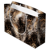 Black Cream Leopard Animal Birthday Groot Cadeauzakje (Achterkant Gekanteld)
