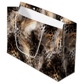 Black Cream Leopard Animal Birthday Groot Cadeauzakje (Voorkant Gekanteld)