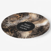 Black Cream Leopard Animal Birthday Papieren Bordje (Gekanteld)