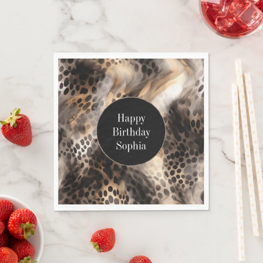 Black Cream Leopard Animal Birthday Servet (Insitu)
