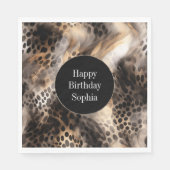 Black Cream Leopard Animal Birthday Servet (Voorkant)