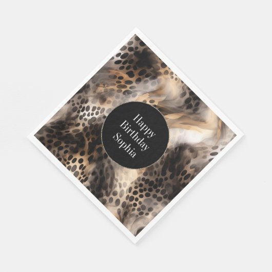 Black Cream Leopard Animal Birthday Servet (Hoek)