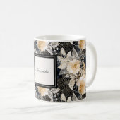 Black Cream Leopard Animal Floral Koffiemok (Voorkant rechts)