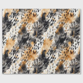 Black Cream Leopard Animal Floral Vrijgezellenfees Cadeaupapier (Vlak)