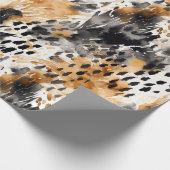 Black Cream Leopard Animal Floral Vrijgezellenfees Cadeaupapier (Hoek)