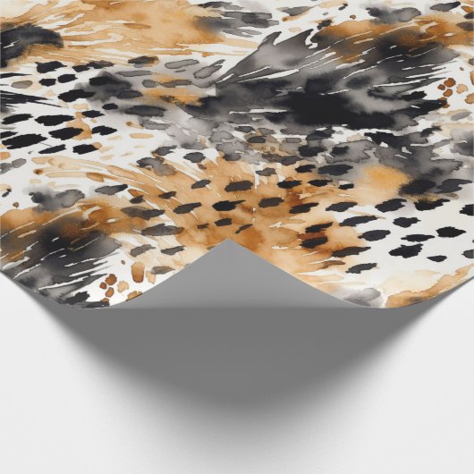 Black Cream Leopard Animal Floral Vrijgezellenfees Cadeaupapier (Hoek)